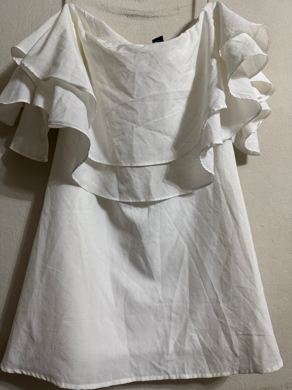 Forever21 White Ruffle Sleeve Shift Dress size S NWT